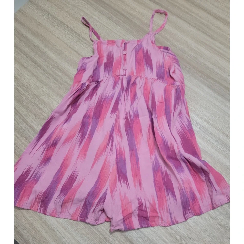 OshKosh Bgosh Girls Pink Purple Ikat Print Sleeveless Romper Size 7 7A